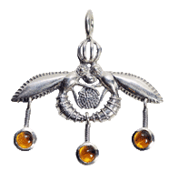 Minoan Bee Pendant - Sterling with amber